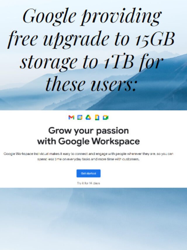 Google 1TB storage fee for google workspace individual users