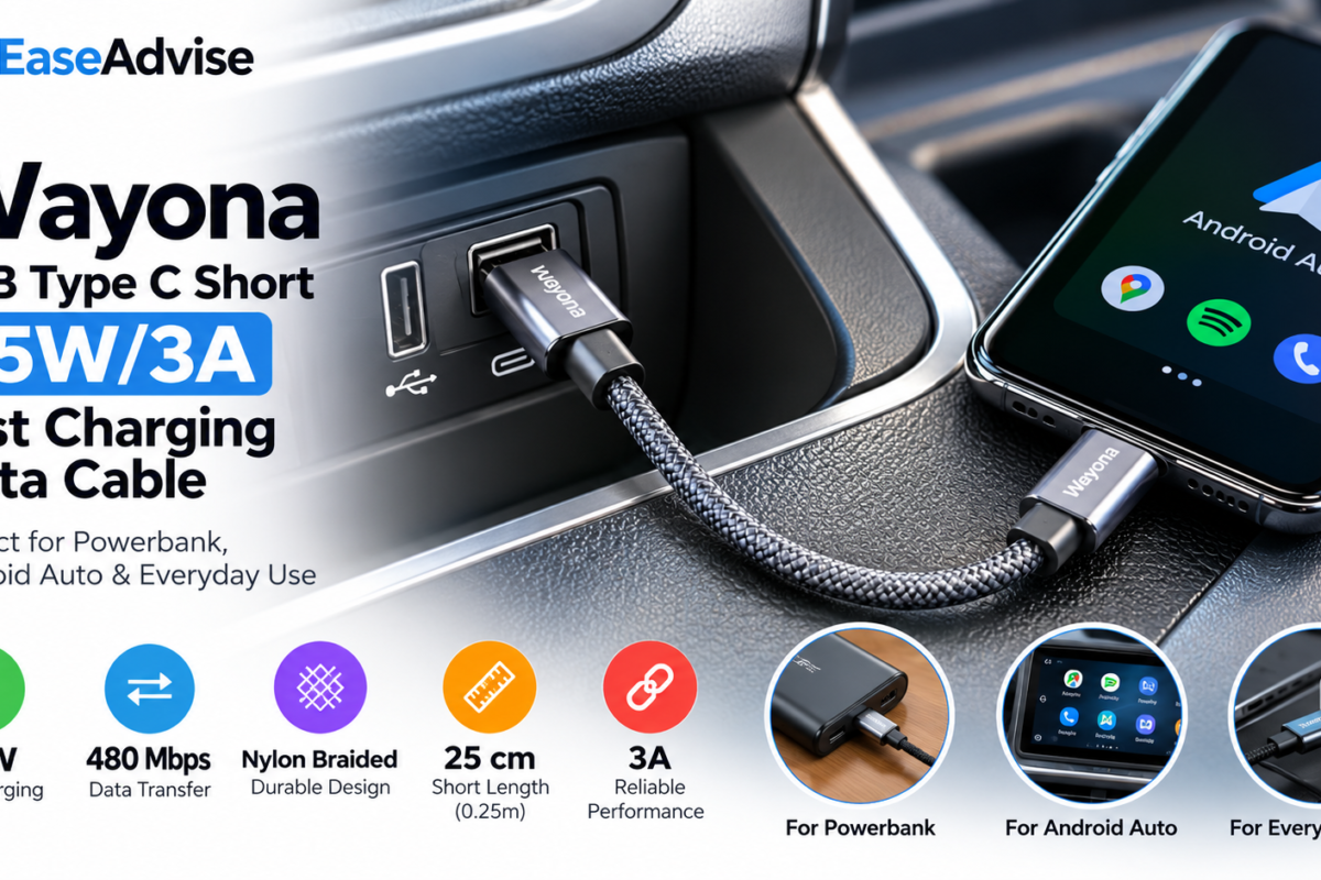 Wayona USB Type C Short 65W/3A Cable Review: Good for Car Use, but Check the Connector Type First
